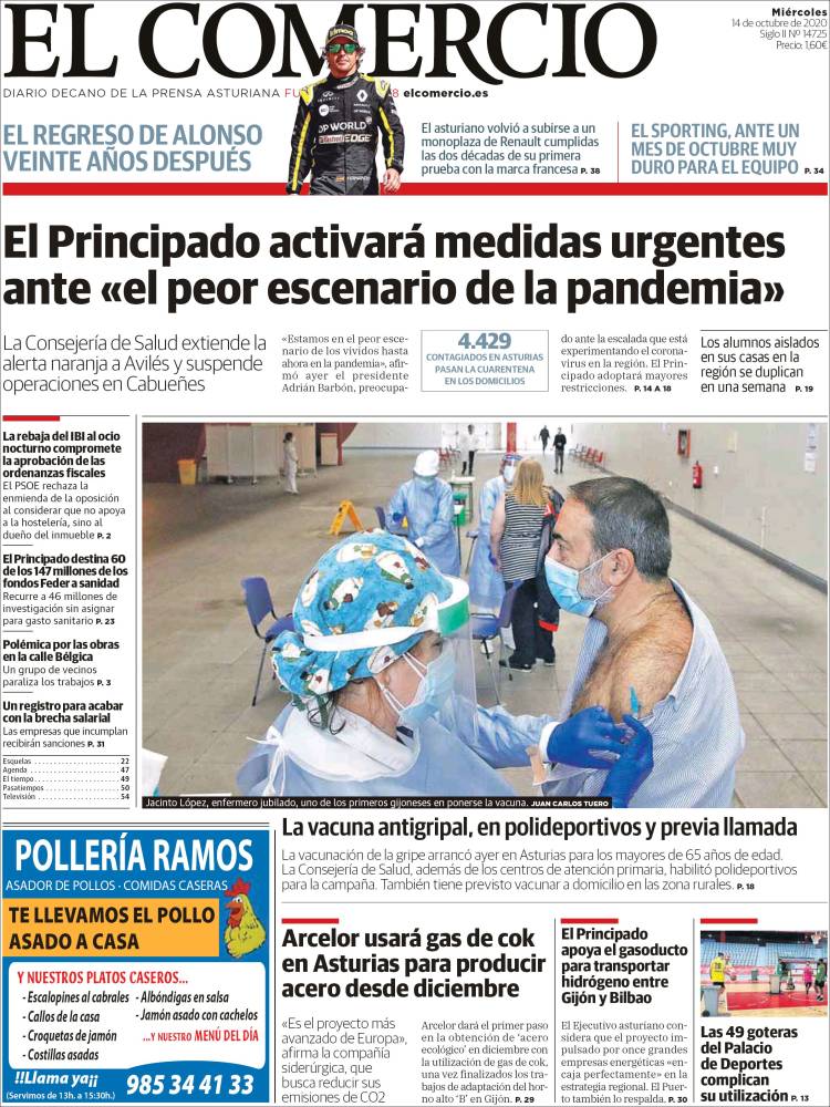 Portada de El Comercio - Gijón (Espa&ntilde;a)