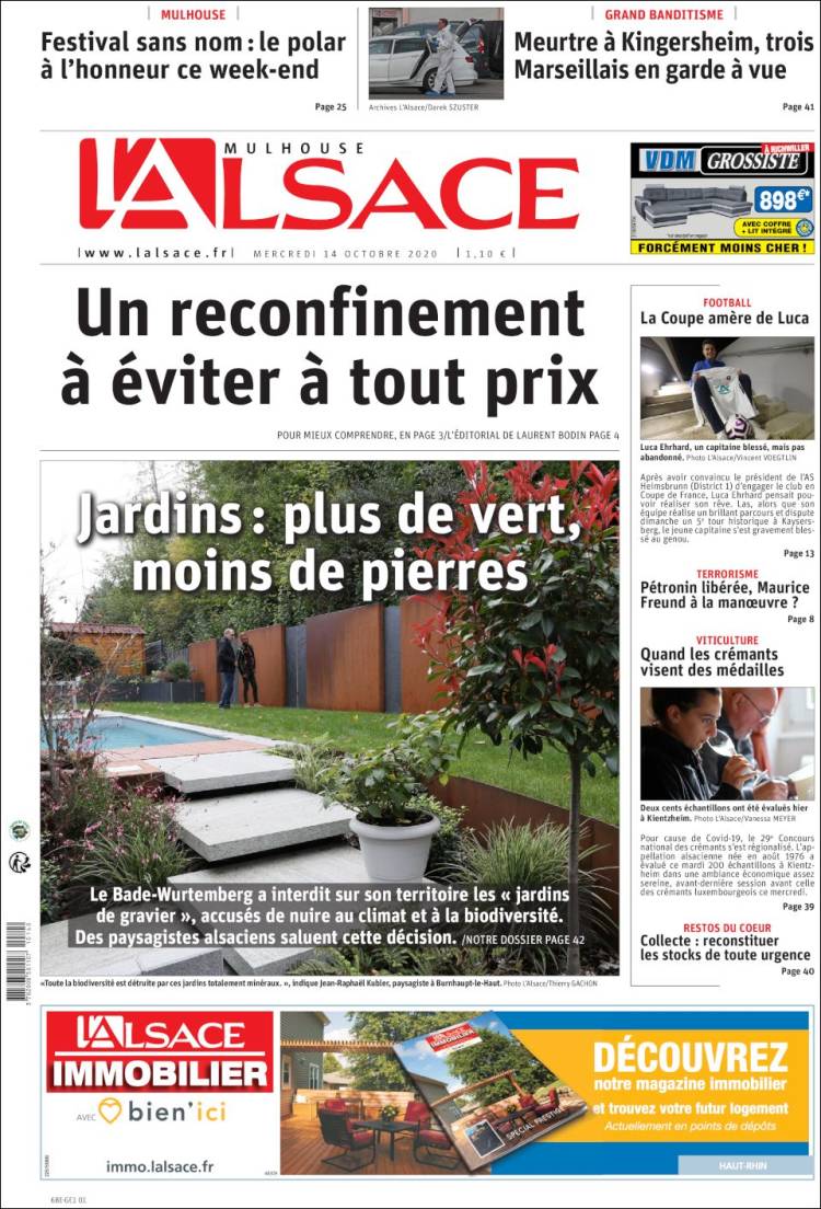 Portada de Journal L'Alsace (Francia)