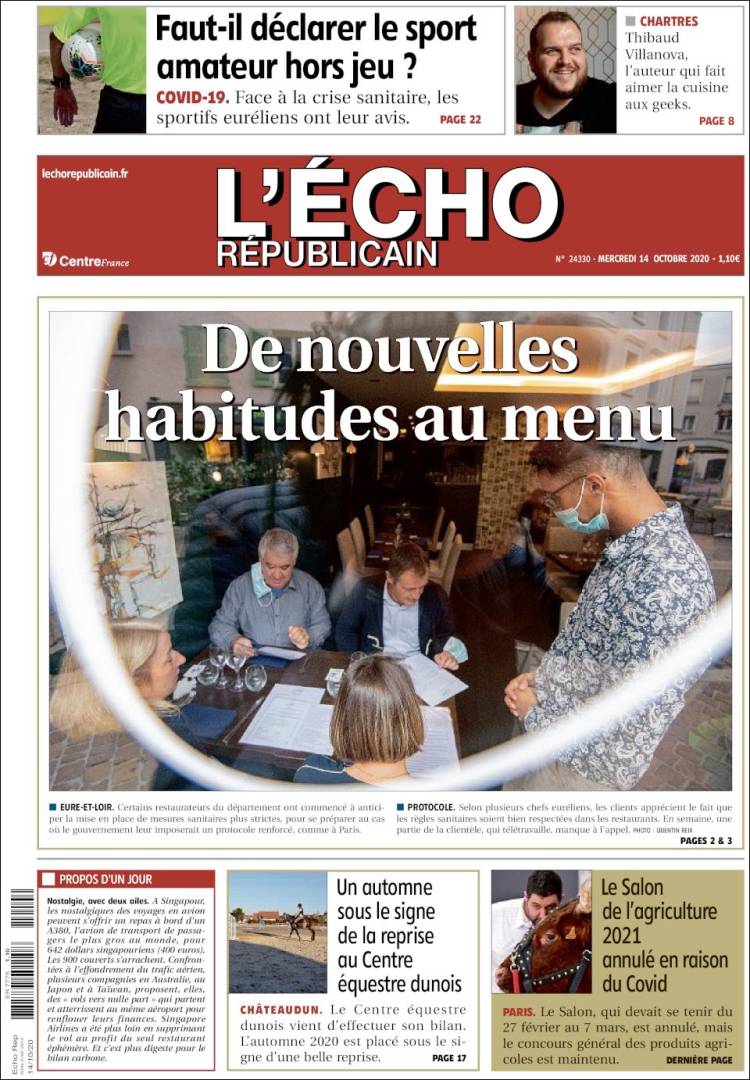 Portada de L'Echo Républicain (Francia)