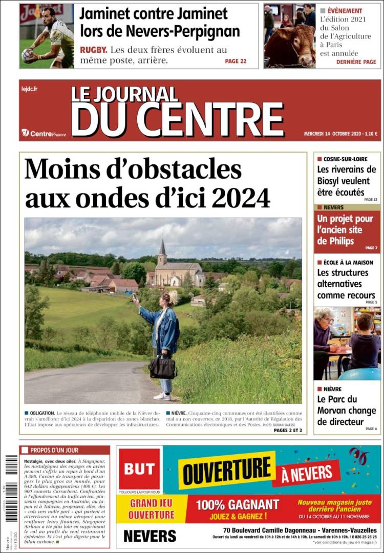 Portada de Le Journal du Centre (Francia)