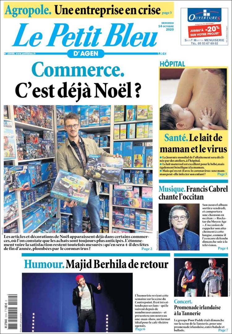 Portada de Le Petit Bleu (Francia)