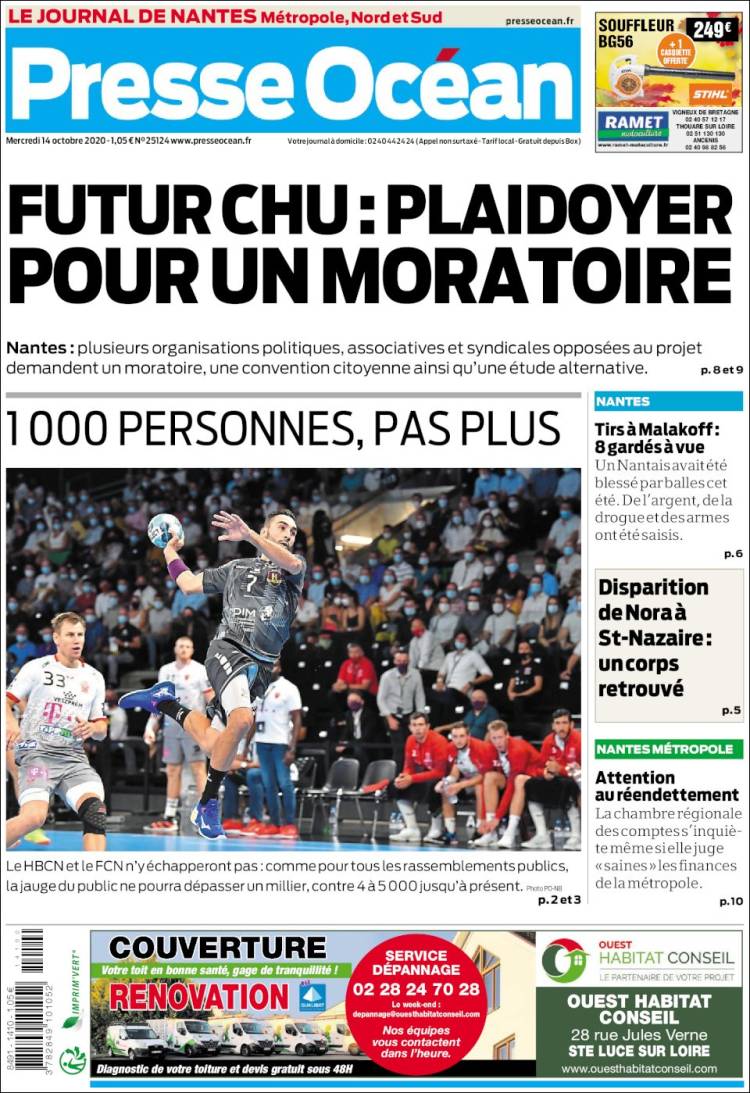 Portada de Presse Ocean (Francia)