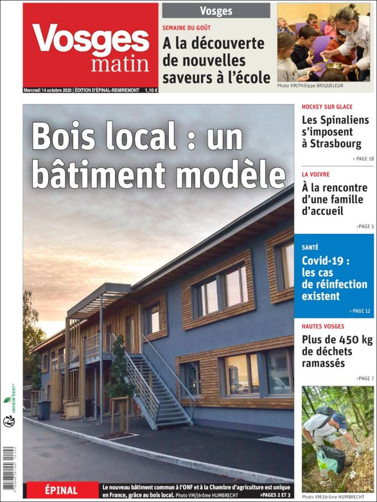 Portada de Vosges Matin (Francia)