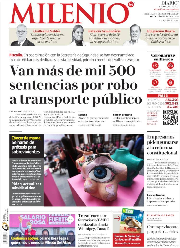 Portada de Milenio - Estado de México (México)