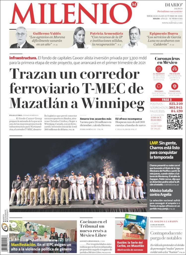 Portada de Milenio - Jalisco (México)