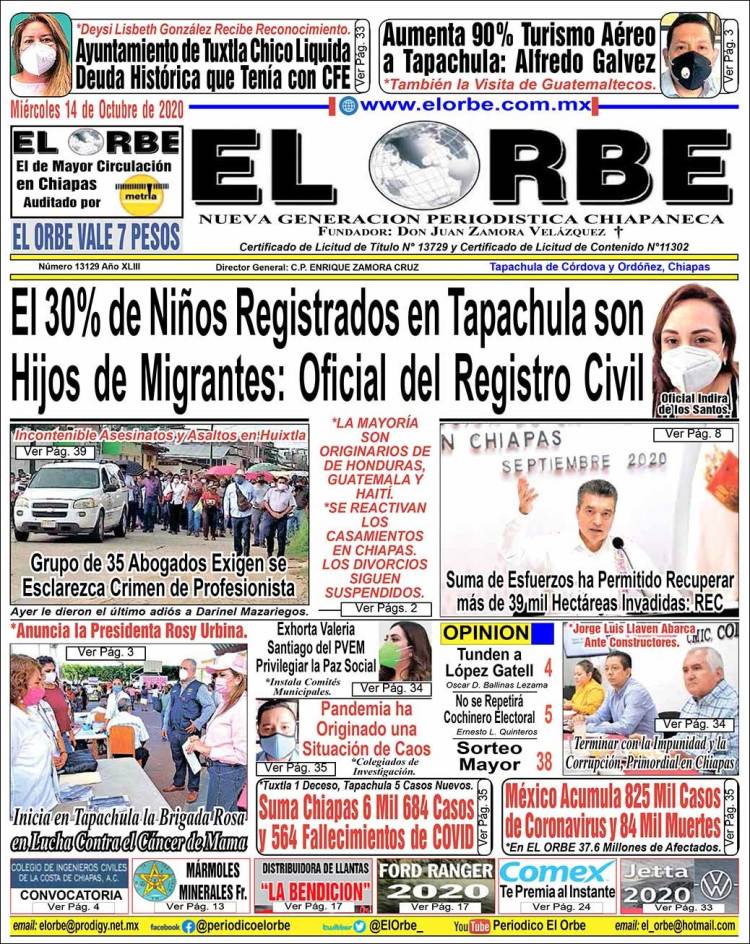 Portada de El Orbe (México)