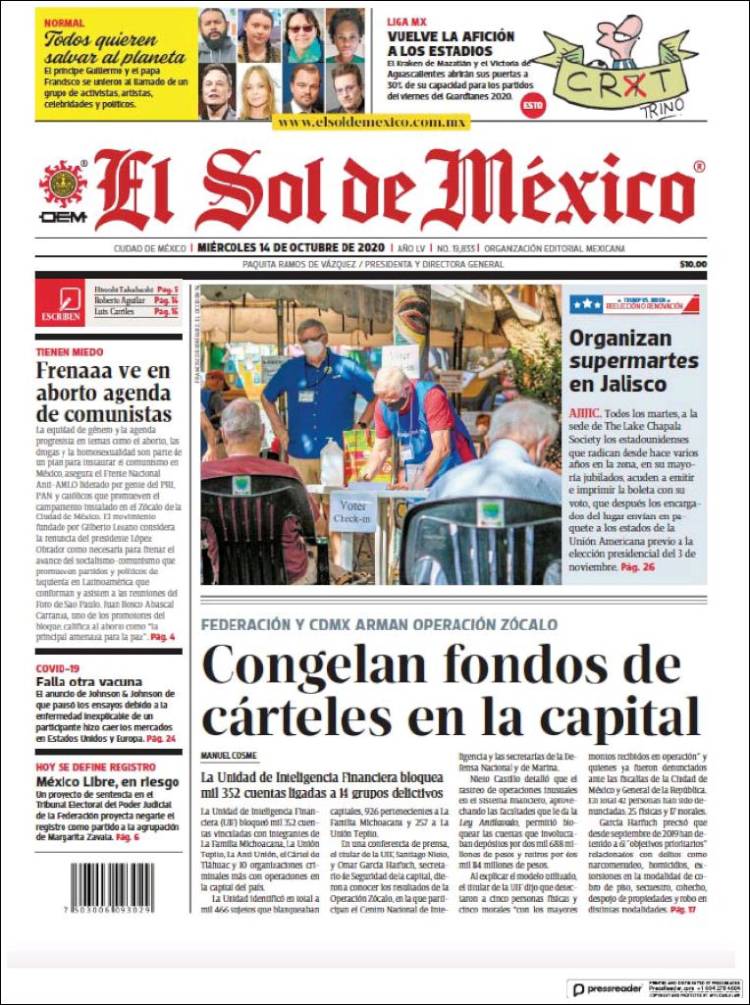 Portada de El Sol de México (México)