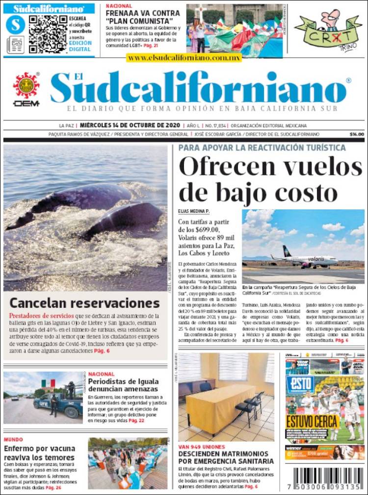 Portada de El Sudcaliforniano (México)