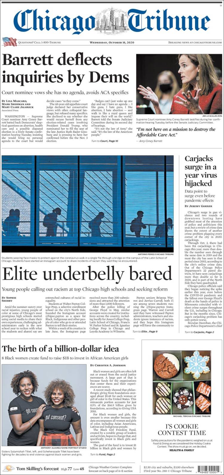 Portada de Chicago Tribune (USA)