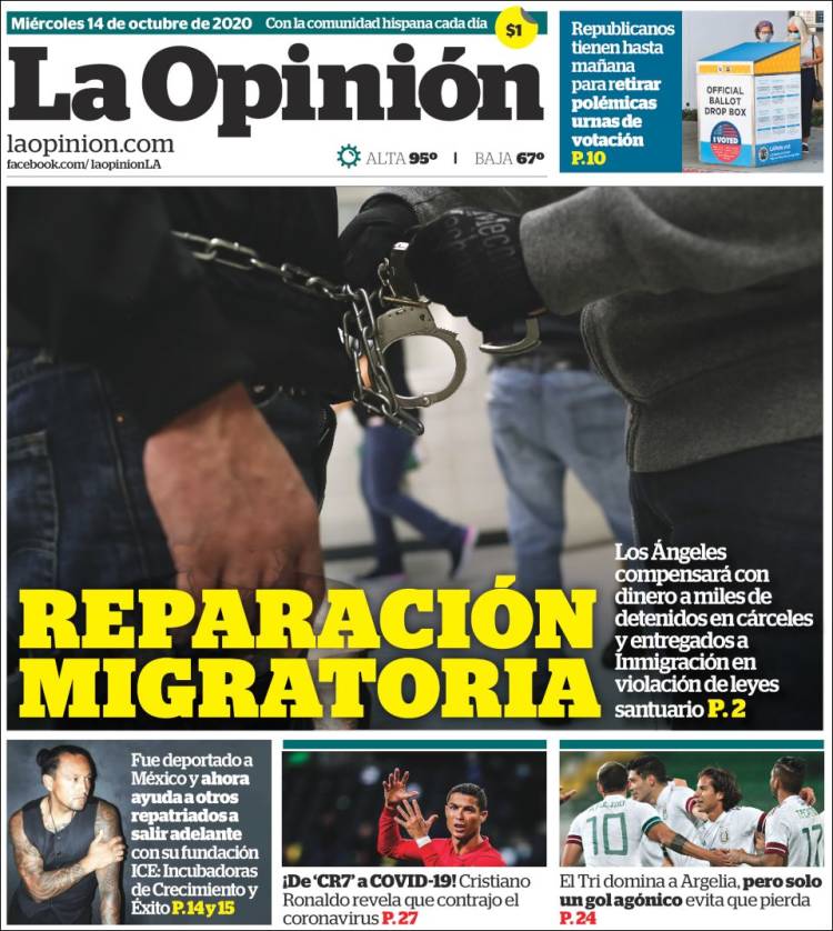 Portada de La Opinión (USA)