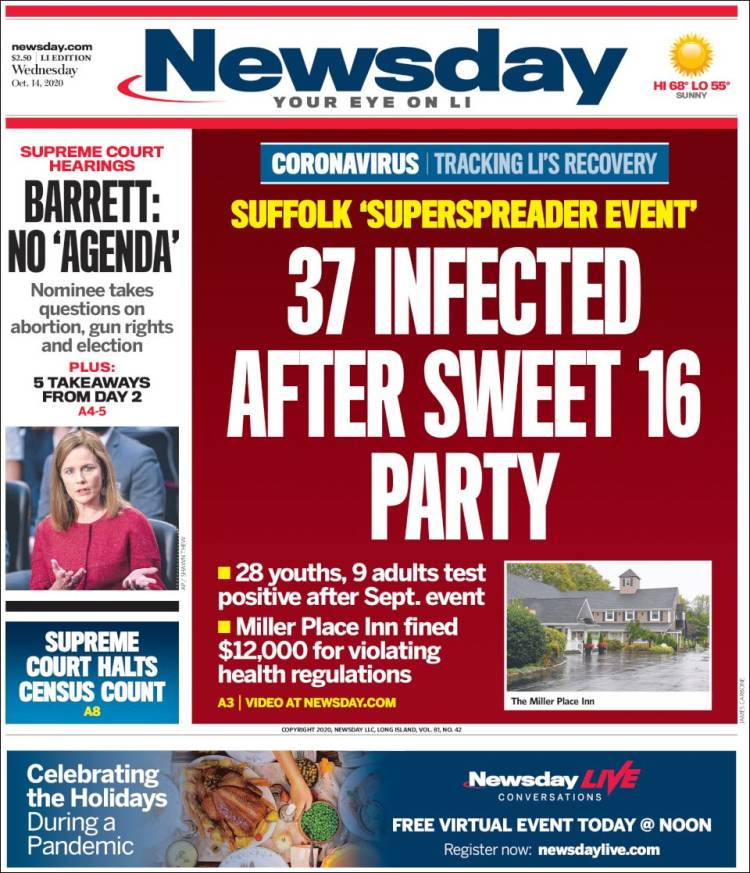 Portada de Newsday (USA)