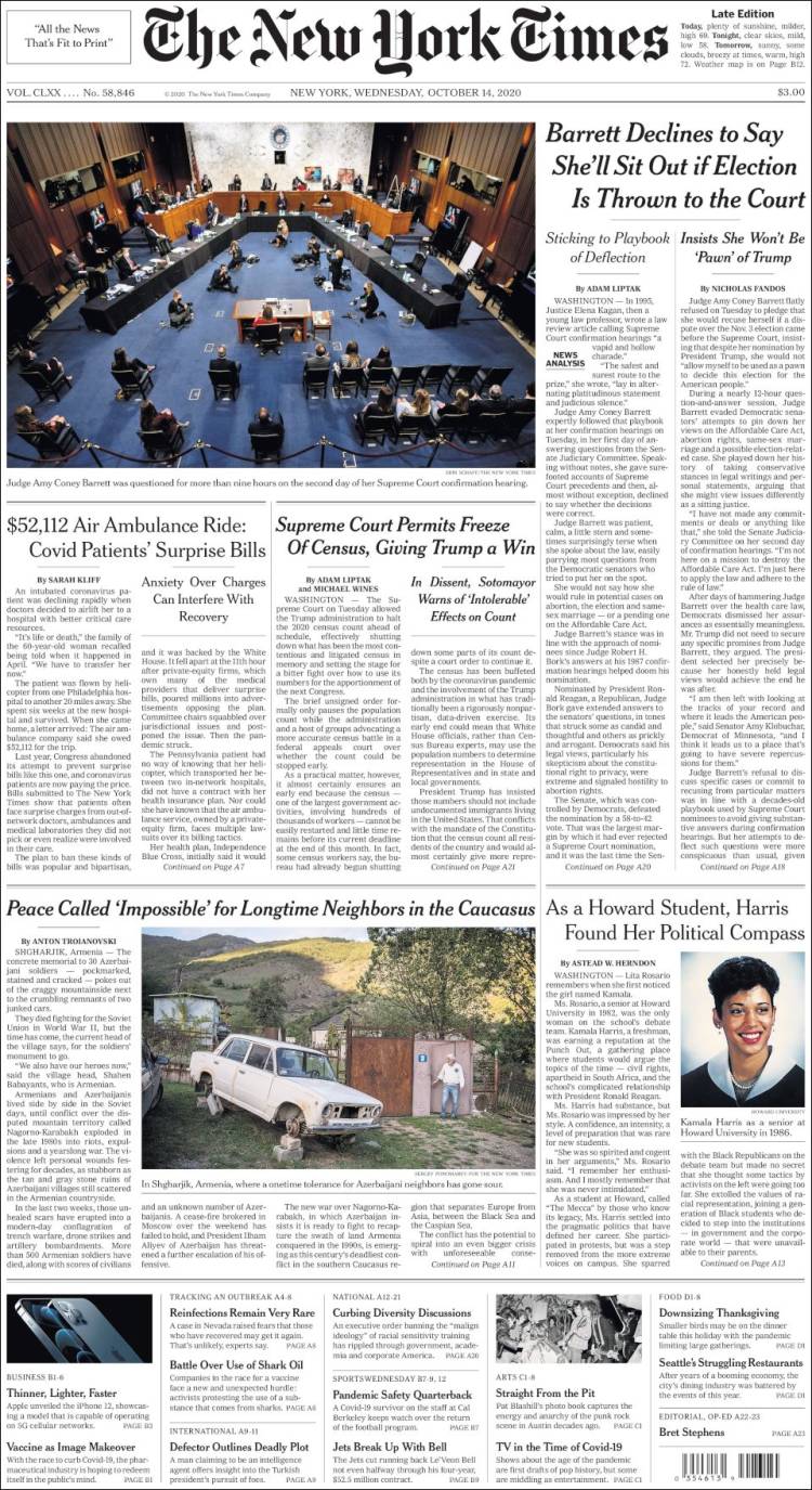 Portada de New York Times (USA)