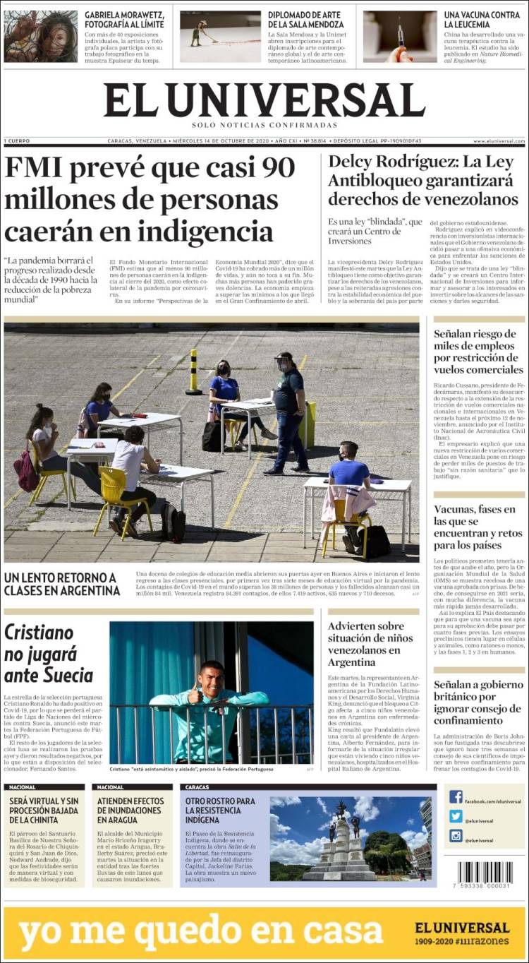 Portada de Universal (Venezuela)