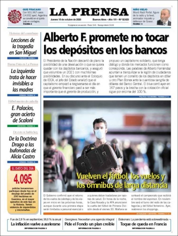 Portada de La Prensa (Argentine)