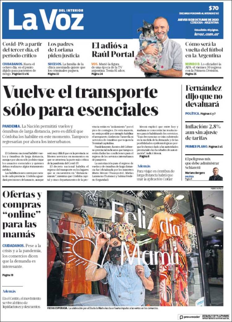 Portada de La Voz del Interior (Argentine)