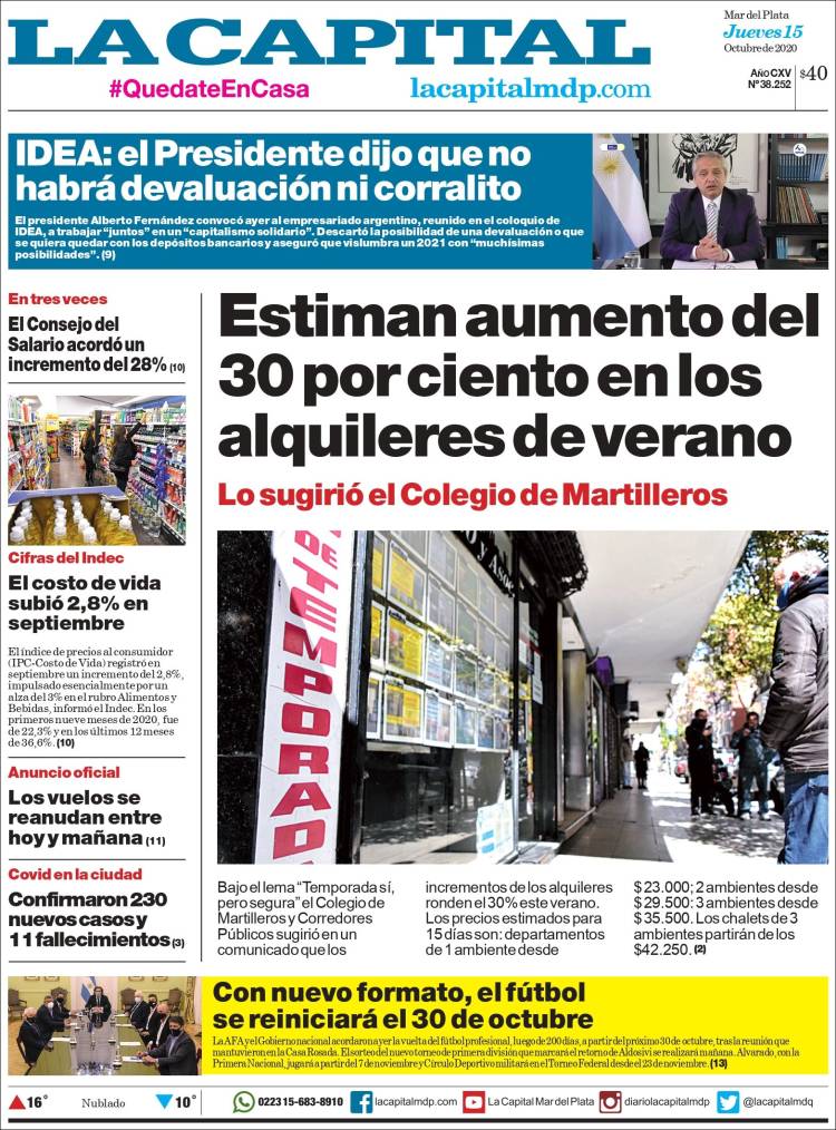 Portada de Diario La Capital - Mar del Plata (Argentine)