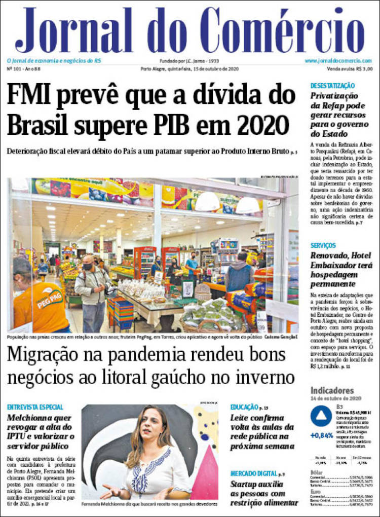 Portada de Jornal do Comércio (Br&eacute;sil)