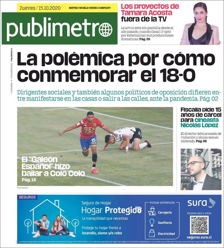Portada de Publimetro (Chili)