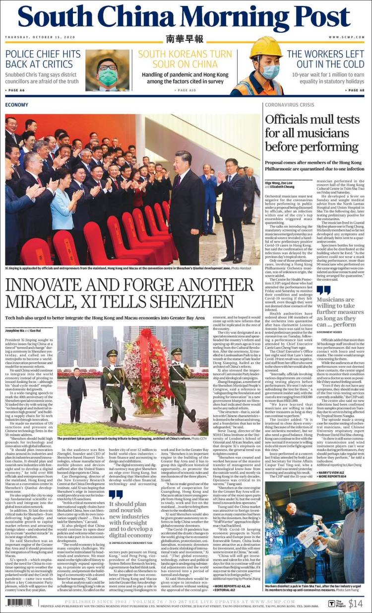 Portada de South China Morning Post (Chine)