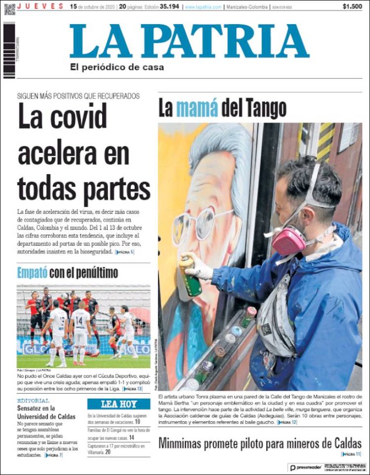 Portada de La Patria (Colombie)