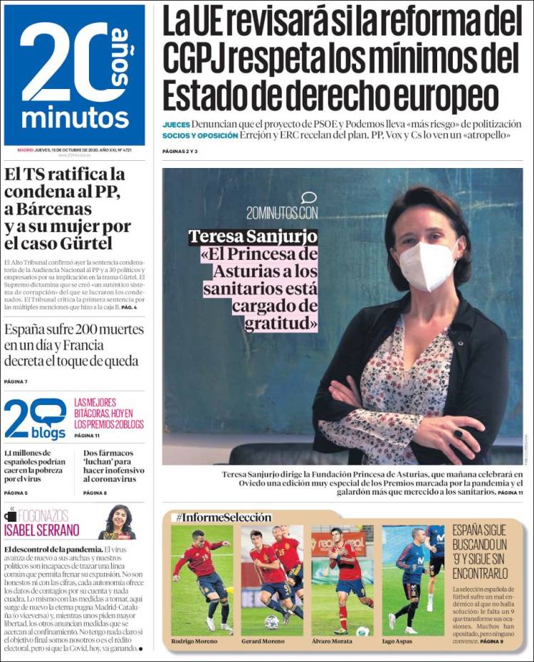 Portada de 20 Minutos - Madrid (Espagne)