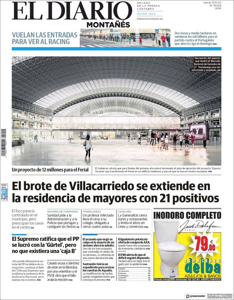 Portada de El Diario Montañés (Espagne)