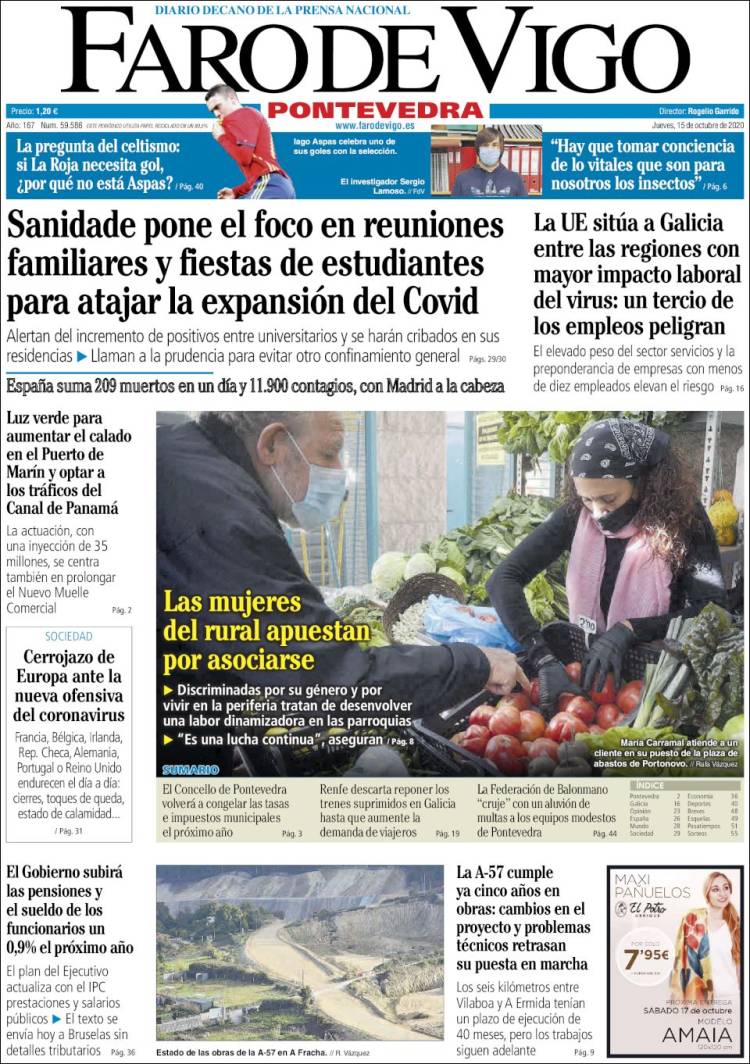 Portada de El Faro de Vigo - Pontevedra (Espagne)