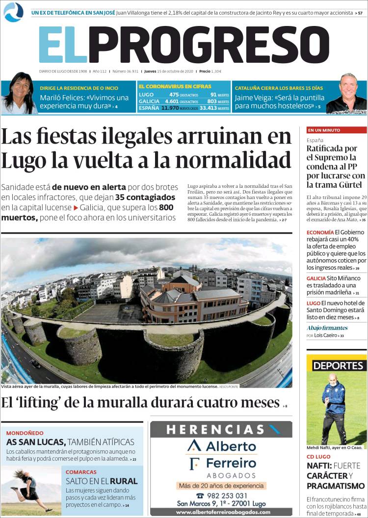 Portada de El Progreso (Espagne)