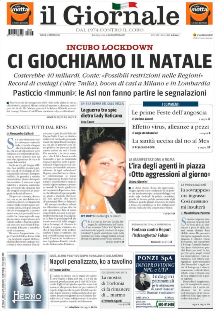 Portada de il Giornale (Italie)