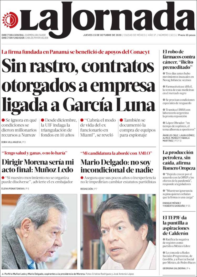 Portada de La Jornada (Mexique)