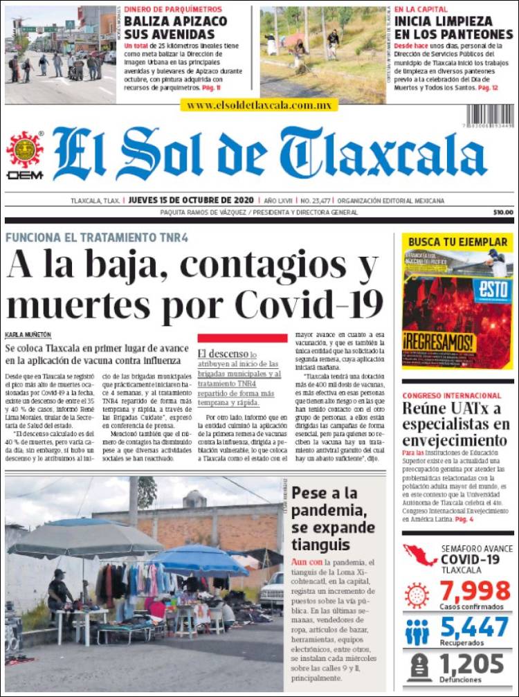 Portada de El Sol de Tlaxcala (Mexique)