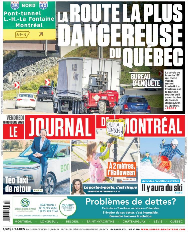 Portada de Le Journal de Montréal (Canada)