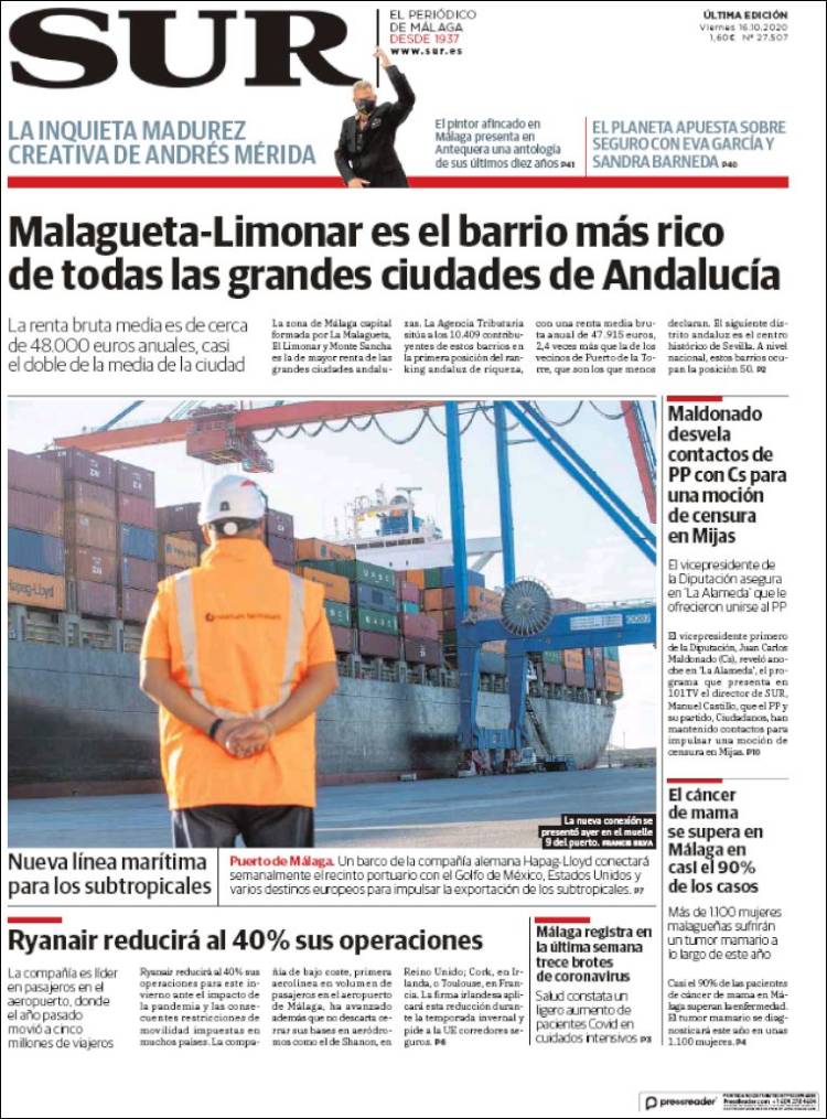 Portada de Diario el Sur (España)