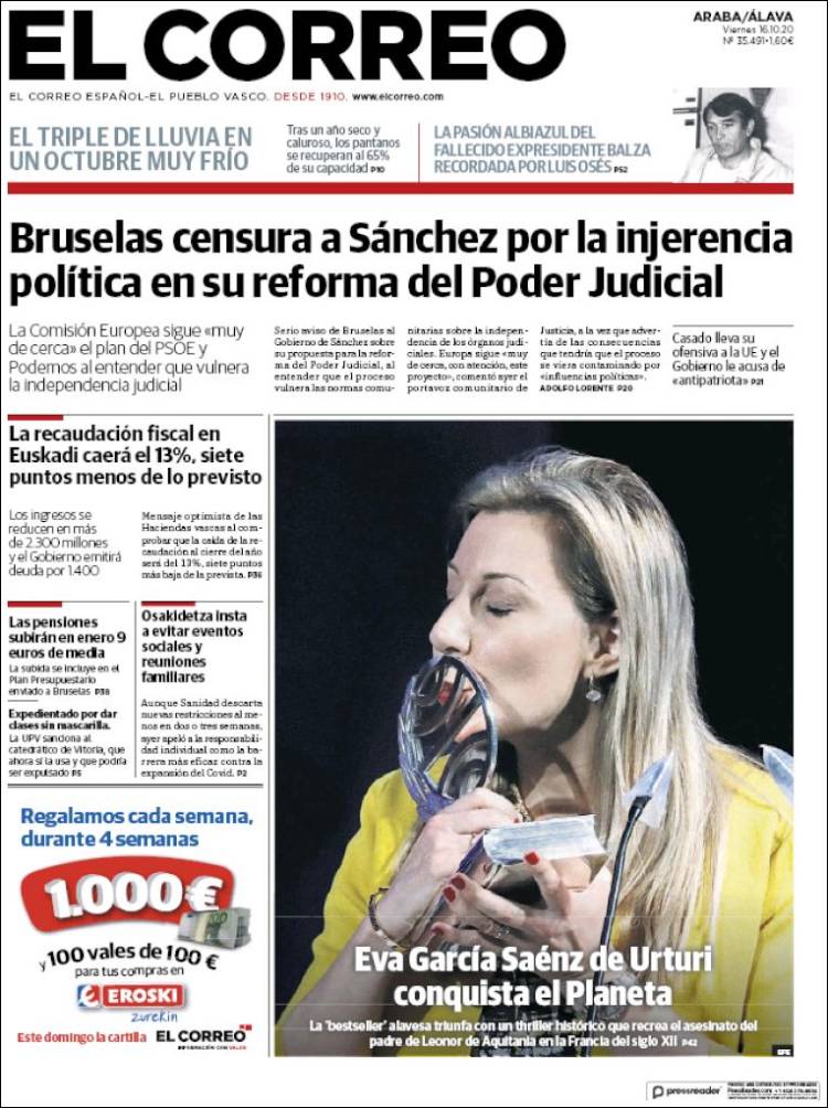 Portada de El Correo - Álava (España)