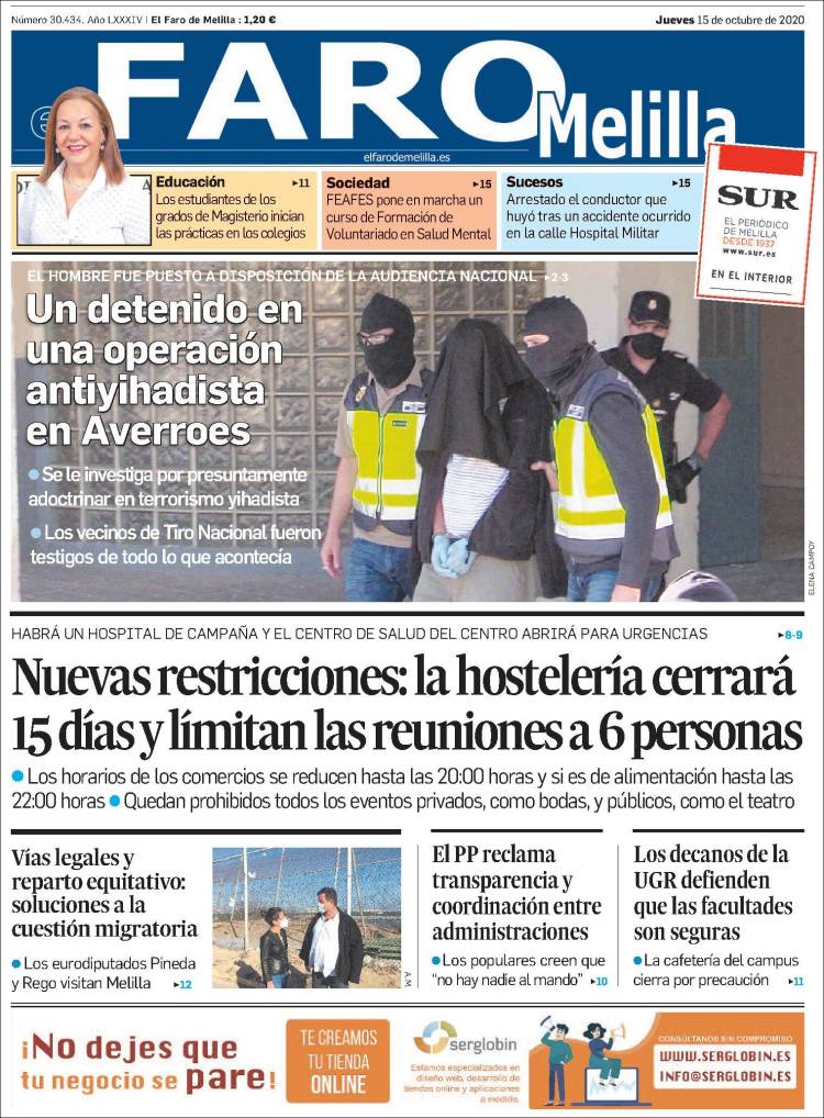 Portada de El Faro de Melilla (España)