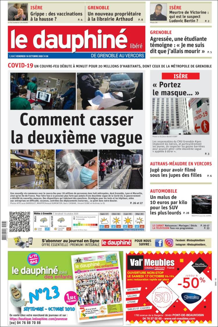 Portada de Le Dauphiné Libéré (France)