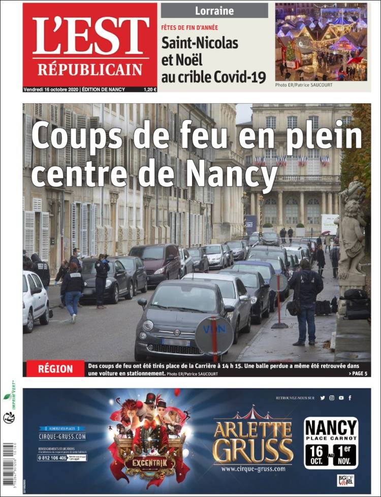 Portada de L'Est Republicain (Francia)