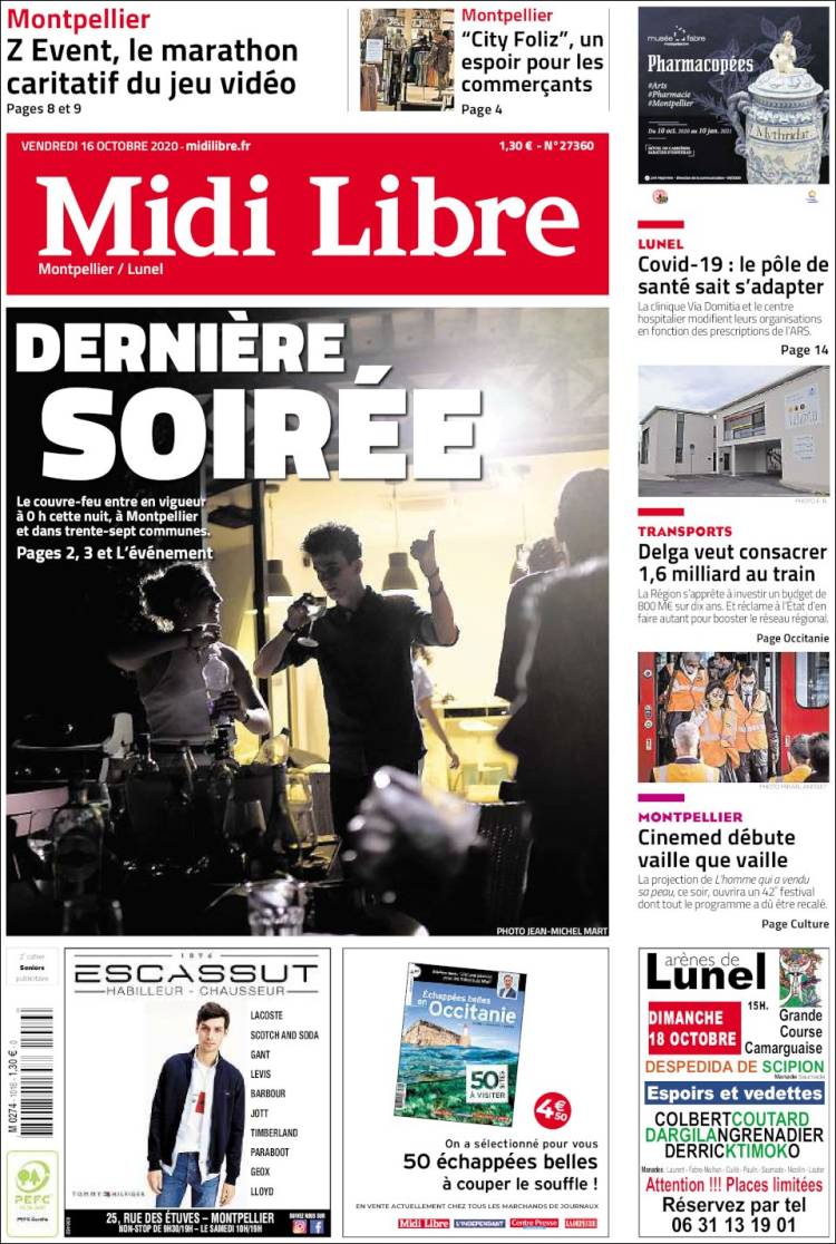 Portada de Midi Libre (Francia)