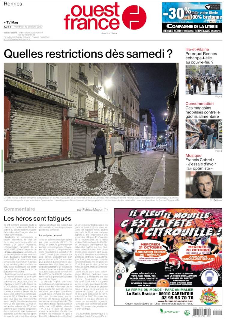 Portada de Ouest France (France)