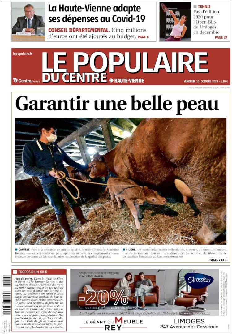 Portada de Le Populaire du Centre (Francia)