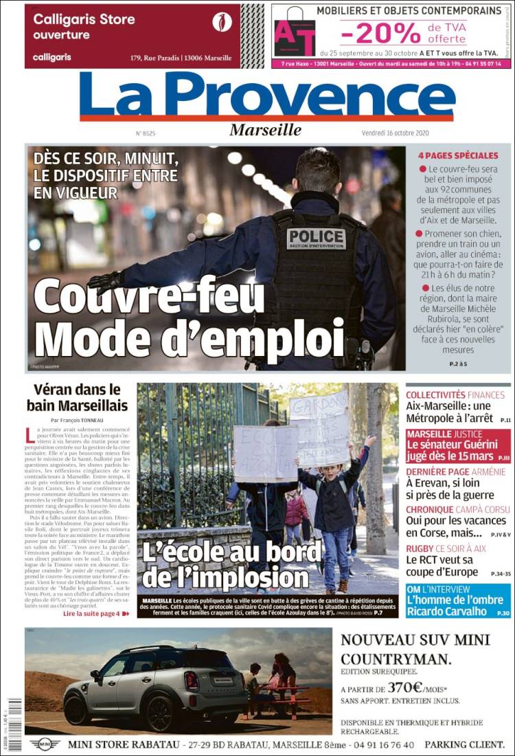 Portada de La Provence (Francia)