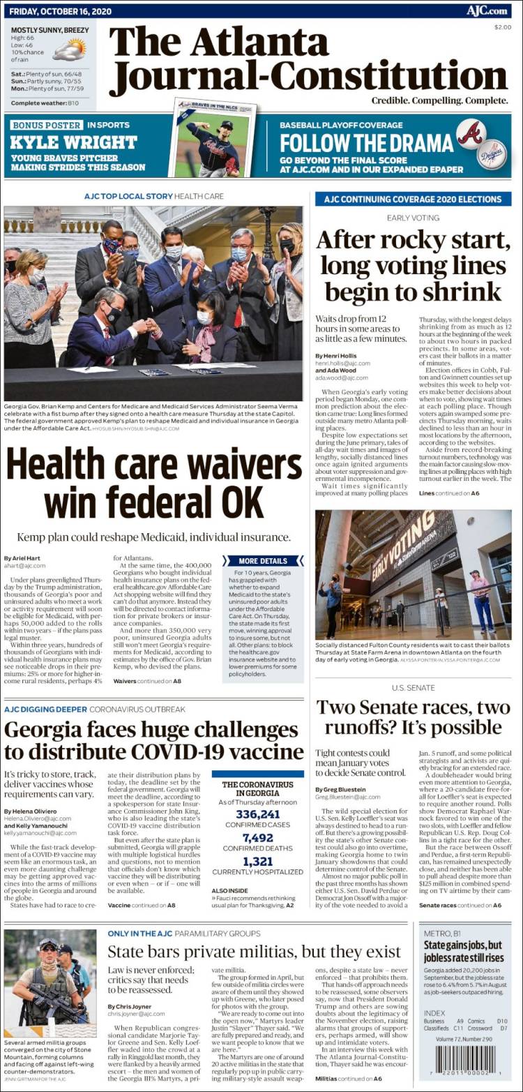 Portada de The Atlanta Journal-Constitution (États-Unis)