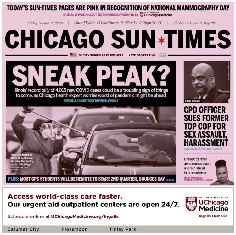 Portada de Chicago Sun-Times (USA)