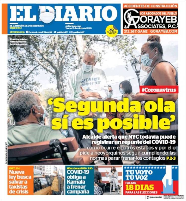 Portada de El Diario NY (États-Unis)