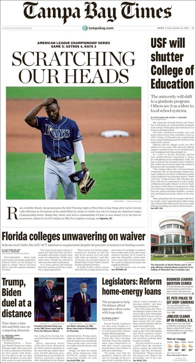 Portada de Tampa Bay Times (États-Unis)