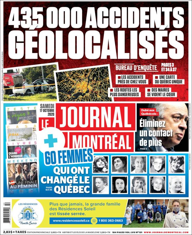 Portada de Le Journal de Montréal (Canadá)