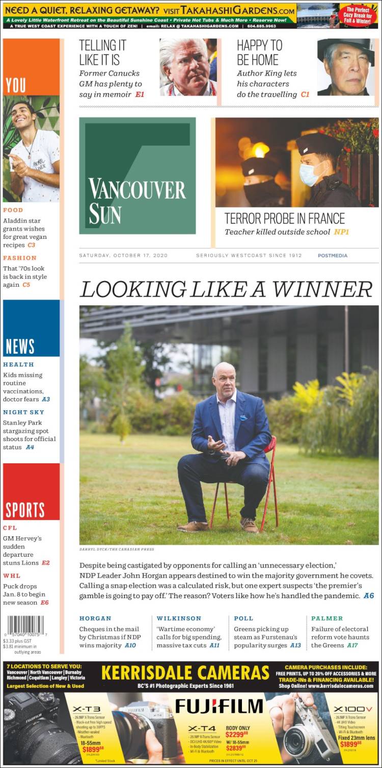 Portada de The Vancouver Sun (Canadá)