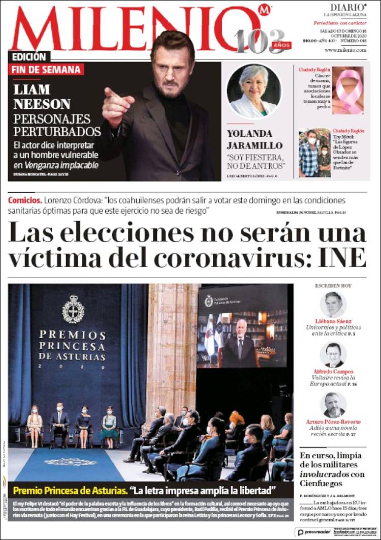 Portada de Milenio - Laguna (México)