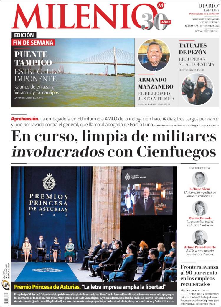 Portada de Milenio - Tamaulipas (México)
