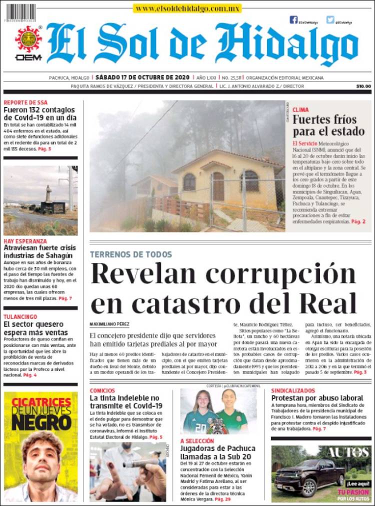 Portada de El Sol de Hidalgo (México)